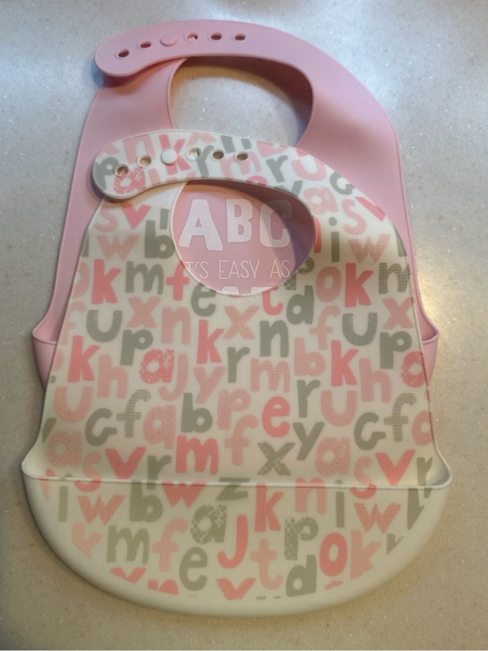 Lila & Jack Pink Alphabet Silicone Baby Bib with Crumb Catcher